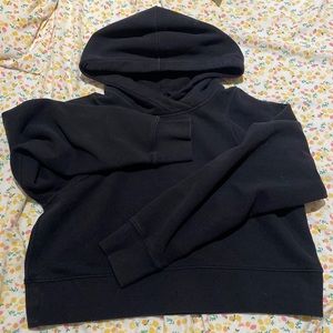 Loungeful Cropped Hoodie, Black, Size 6